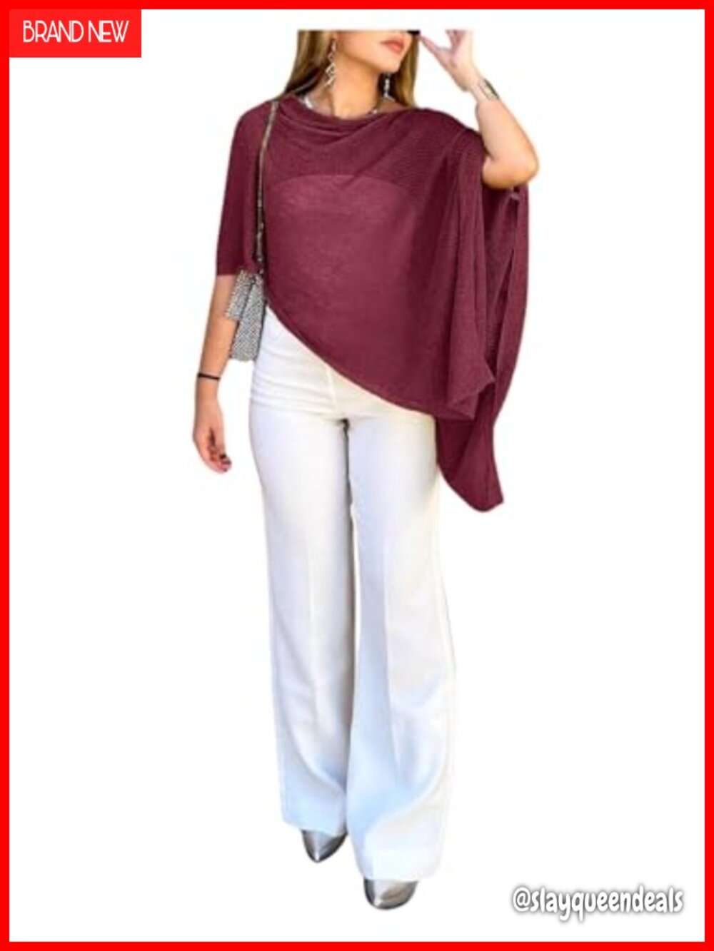 Sheer Shawl Wrap Cape Top Lightweight Knit Poncho Sweater Asymmetrical Hem